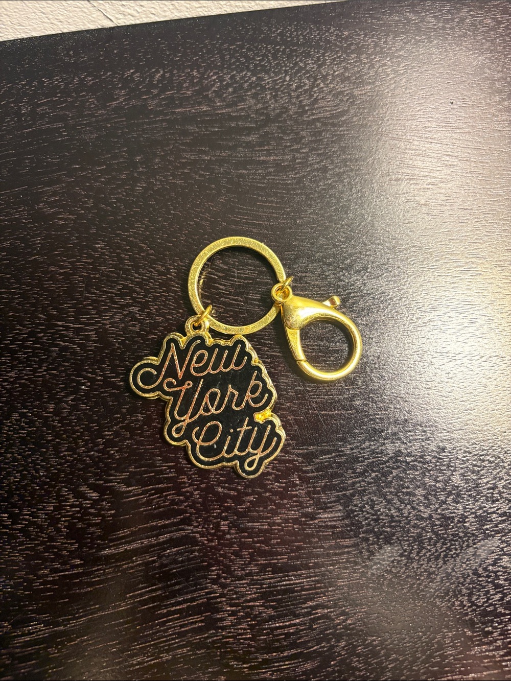 Gold 'New York City' Script Keychain